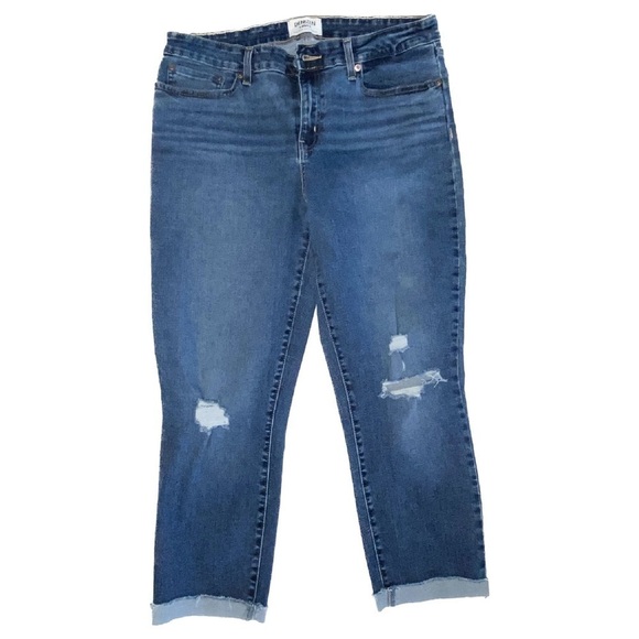 DENIZEN by Levi’s Mid-rise Boyfriend Distressed Raw Cuffed Hem Jeans Size 16 - Picture 2 of 9